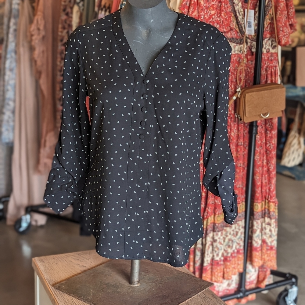 Express XS Flirty Dress Top Black with White diamonds